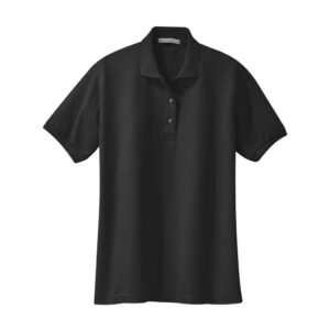 Port Authority Women's Silk Touch Polo, Black, front view