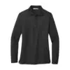 Port Authority Women's Silk Touch Long Sleeve Polo, Black, front view