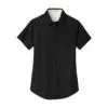 Port Authority Women's Short Sleeve Easy Care Shirt, Black/ Light Stone, front view