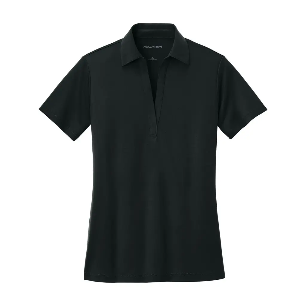 Port Authority Women's Silk Touch Performance Polo, Black, front view