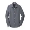 Port Authority Women's SuperPro Oxford Shirt, Black, front view
