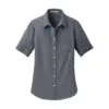 Port Authority Women's Short Sleeve SuperPro Oxford Shirt, Black, front view