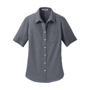 Port Authority Women's Short Sleeve SuperPro Oxford Shirt, Black, front view