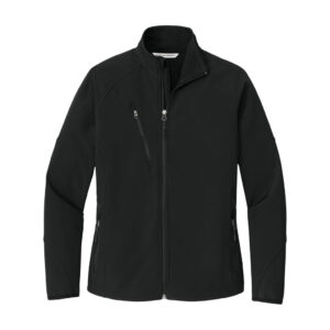 Port Authority Women's Textured Soft Shell Jacket, Black, front view