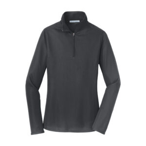 Port Authority Women's Pinpoint Mesh 1/2-Zip, Battleship Grey, front view