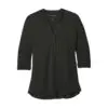 Port Authority Women's UV Choice Pique Henley, Black, front view