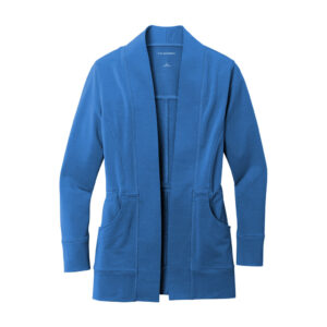Port Authority Women's Microterry Cardigan, Aegean Blue, front view