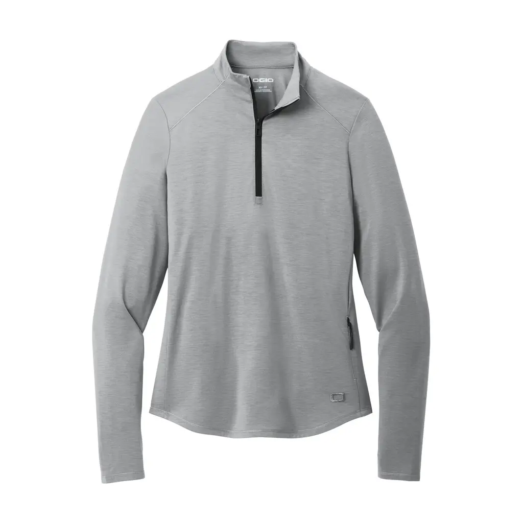 OGIO Women's Motion 1/4-Zip, Greystone, front view