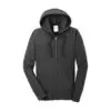 Port & Co Women's Core Fleece Full-Zip Hooded Sweatshirt, Dark Heather Grey, front view