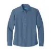 Port & Co Women's Long Sleeve Value Denim Shirt, Faded Blue, front view