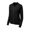 Sport-Tek Women's Lightweight French Terry Bomber, Black, front view