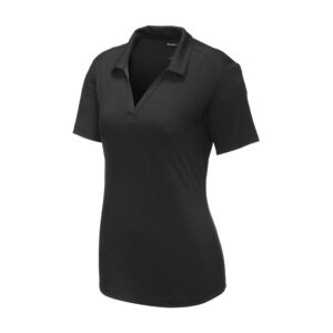 Sport-Tek Women's PosiCharge Tri-Blend Wicking Polo, Black Triad Solid, front view