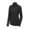 Sport-Tek Women's PosiCharge Tri-Blend Wicking 1/4-Zip Pullover, Black Triad Solid, front view
