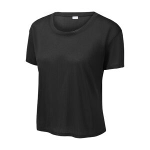 Sport-Tek Women's PosiCharge Draft Crop Tee, Black, front view