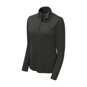 Sport-Tek Women's Endeavor 1/2-Zip Pullover, Black Heather, front view