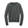 Port Authority Women's Easy Care Crewneck Cardigan Sweater, Charcoal Heather, front view
