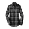Port Authority Women's Plaid Flannel Tunic, Grey/ Black, front view