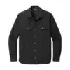 Mercer+Mettle Long Sleeve Twill Overshirt, Deep Black, front view