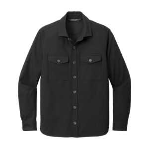 Mercer+Mettle Long Sleeve Twill Overshirt, Deep Black, front view