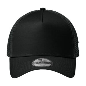 New Era Snapback Trucker Cap, Flag Black/ Black, front view