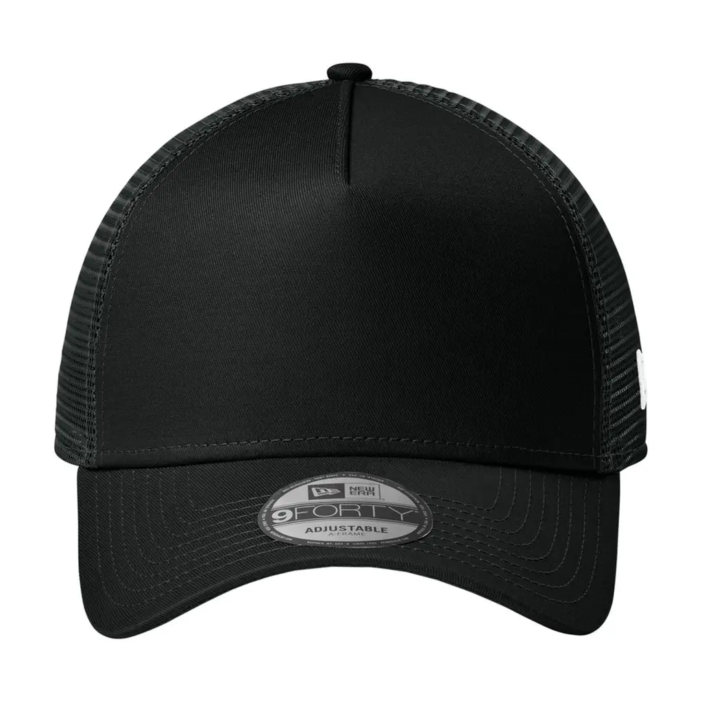 New Era Snapback Trucker Cap, Flag Black/ Black, front view