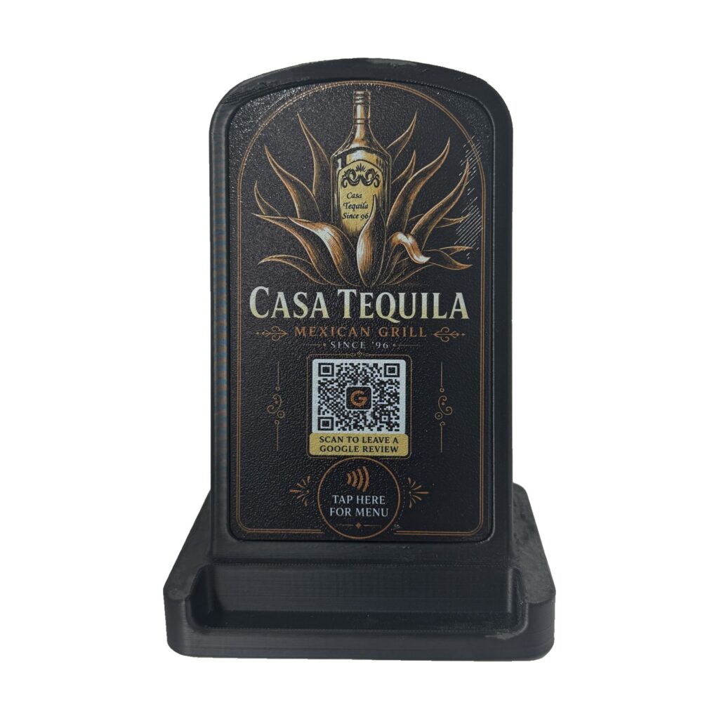 Custom NFC and QR Smart Stand for Businesses, front view