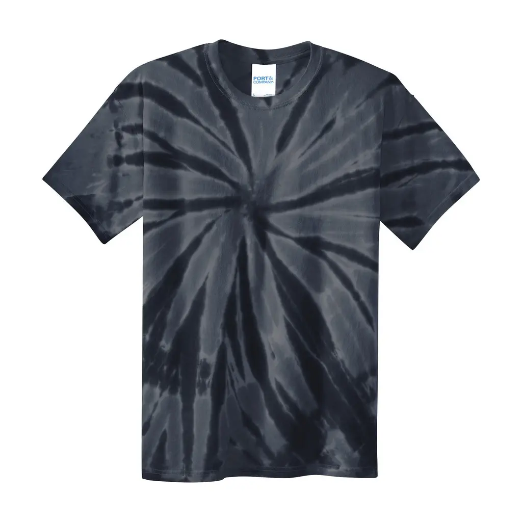 Port & Co Youth Tie-Dye Tee, Black, front view