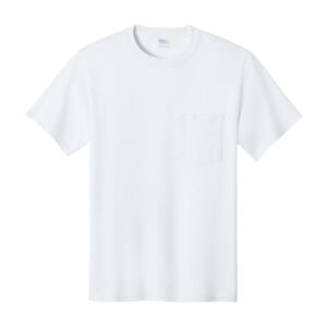 Port & Co Essential Pocket Tee, White, front view