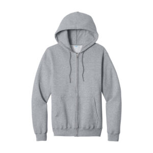 Port & Co Core Fleece Full-Zip Hooded Sweatshirt, Athletic Heather, front view