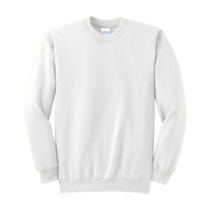 Port & Co Essential Fleece Crewneck Sweatshirt, White, front view