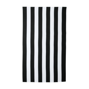 Port Authority Cabana Stripe Beach Towel, Black, front view