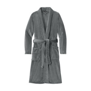 Port Authority Plush Microfleece Shawl Collar Robe, Deep Smoke, front view
