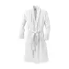 Port Authority Checkered Terry Shawl Collar Robe, White, front view