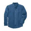 Port Authority Heavyweight Denim Shirt, Dark Blue Stonewashed, front view