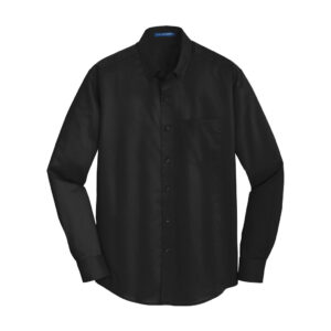 Port Authority SuperPro Twill Shirt, Black, front view