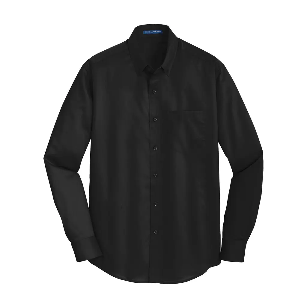 Port Authority SuperPro Twill Shirt, Black, front view