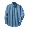 Port & Co Long Sleeve Value Denim Shirt, Faded Blue, front view