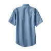 Port & Co Short Sleeve Value Denim Shirt, Faded Blue, back view