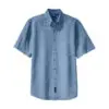 Port & Co Short Sleeve Value Denim Shirt, Faded Blue, front view