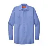 Red Kap Long Sleeve Industrial Work Shirt, Light Blue, front view