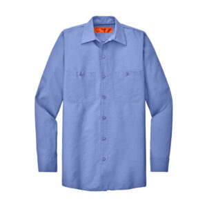 Red Kap Long Sleeve Industrial Work Shirt, Light Blue, front view