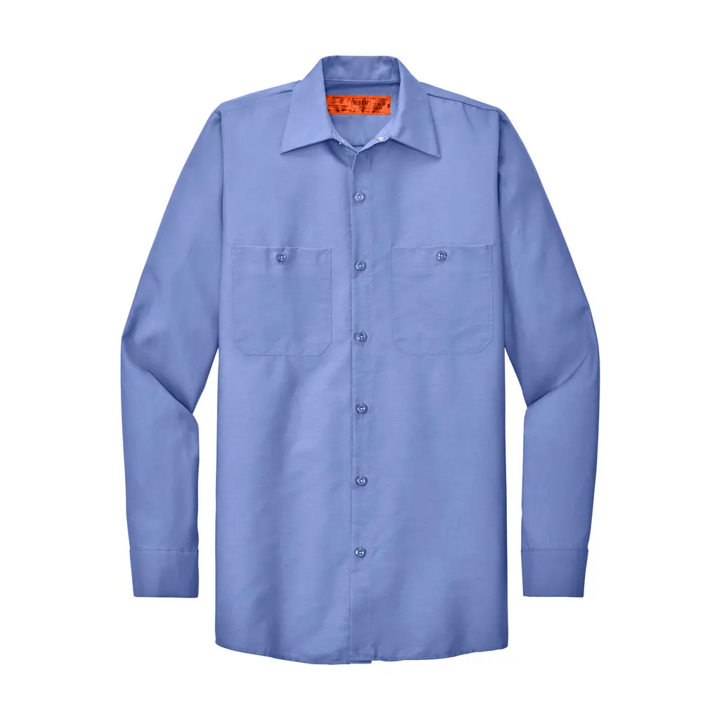 Red Kap Long Sleeve Industrial Work Shirt, Light Blue, front view