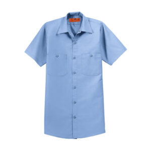 Red Kap Short Sleeve Industrial Work Shirt, Light Blue, front view