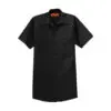 Red Kap Long Size Short Sleeve Industrial Work Shirt, Black, front view