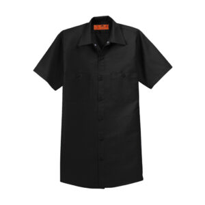 Red Kap Long Size Short Sleeve Industrial Work Shirt, Black, front view