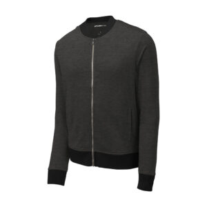 Sport-Tek Lightweight French Terry Bomber, Heather Black, front view