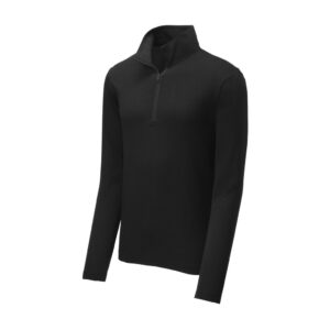 Sport-Tek PosiCharge Tri-Blend Wicking 1/4-Zip Pullover, Black Triad Solid, front view