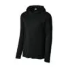 Sport-Tek Posi-UV Pro Long Sleeve Hoodie, Black, front view