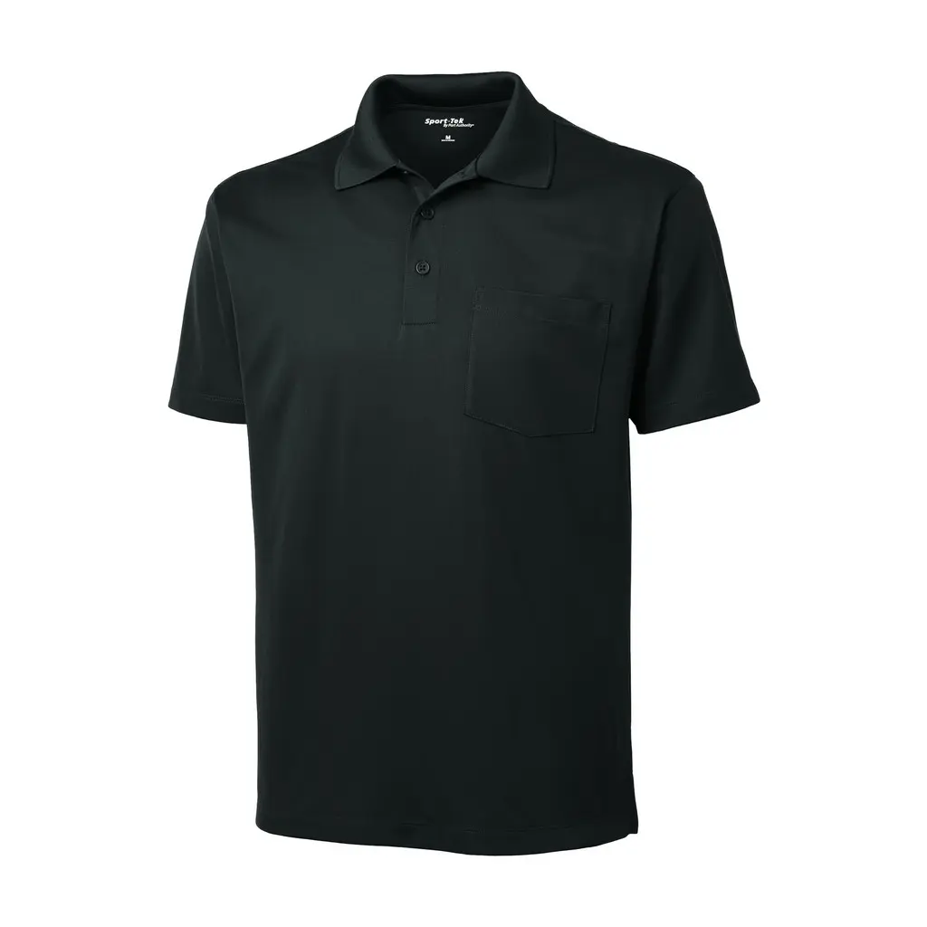 Sport-Tek Micropique Sport-Wick Pocket Polo, Black, front view