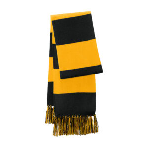 Sport-Tek Spectator Scarf, Black/ Gold, front view